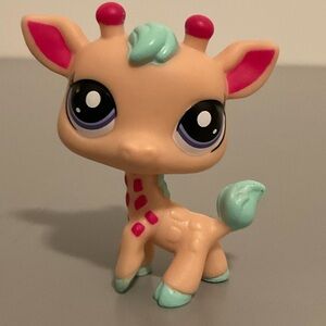 Lps #G7 #92 Giraffe Blue and Pink Littlest Pet Shop